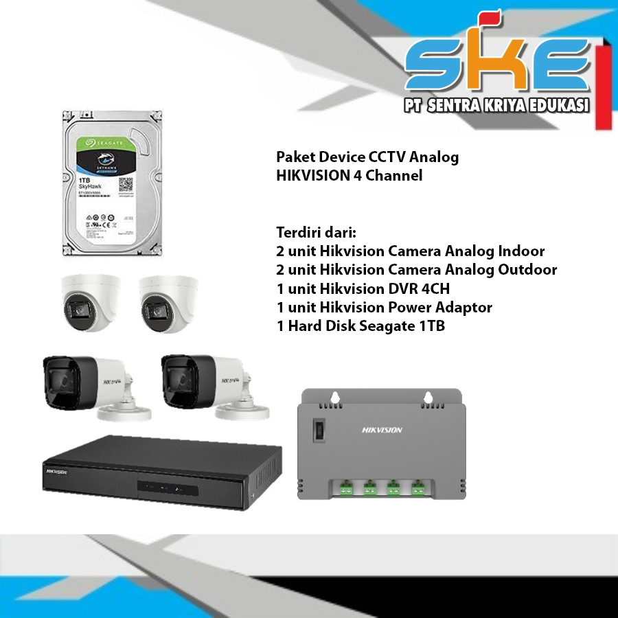 Paket Device CCTV Analog HIKVISION 4 Channel