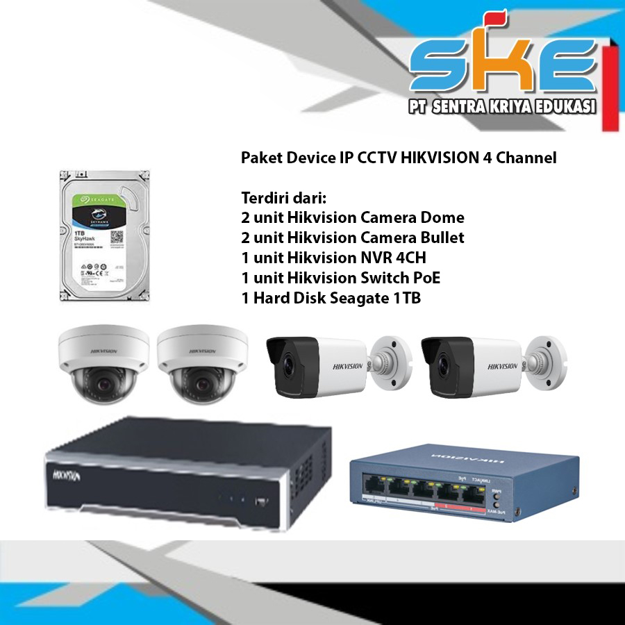 Paket Device IP CCTV HIKVISION 4 Channel